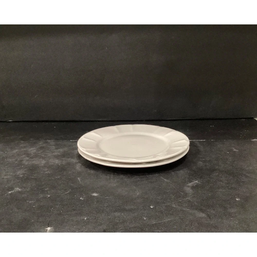 Set of 2 Vintage Henry Ford Museum White Scallop Salad Plates Pfaltzgraff 7.5